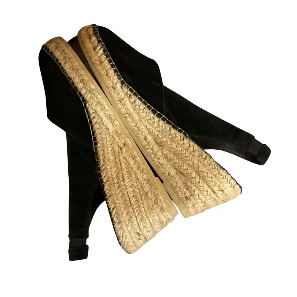 Toni Pons  Originals Black Suede Slingback Espadrille Wedge Sandals Size 40 9 - Picture 8 of 11